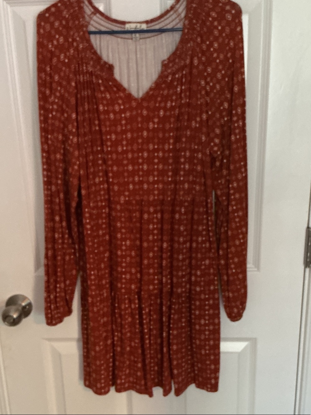 Wonderly Burnt Orange Mini Dress with Subtle Floral Print EUC